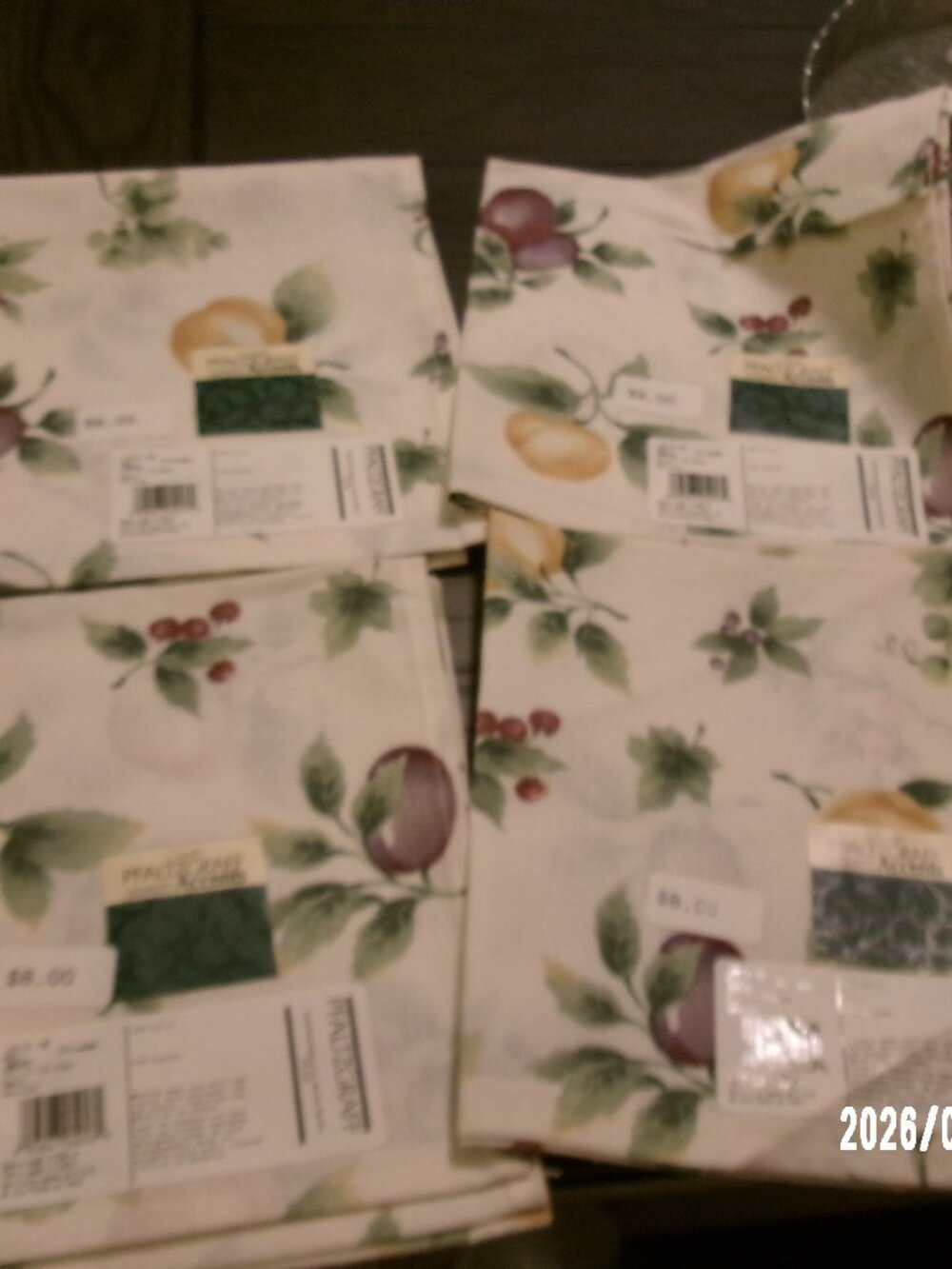NEW Pfaltzgraff Jamberry Dinner Napkins Set Of 4 Fruity Berry 17 X 17 Cotton